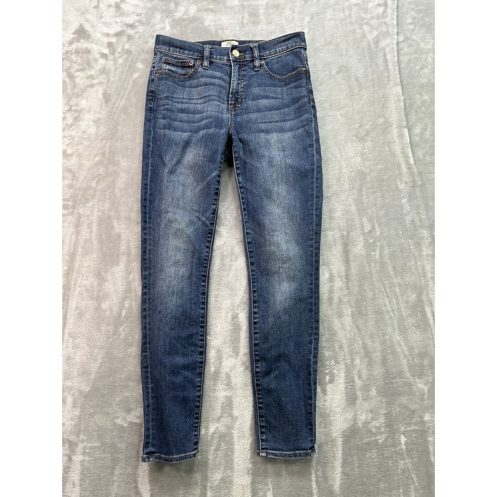 J. Crew Jeans Womens Sz 27 Blue 9" High Rise Toothpick Skinny Whiskered Faded